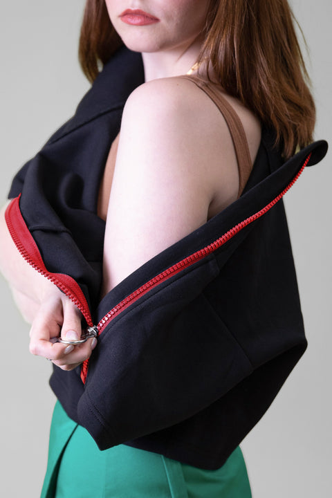 Cropped Neoprene Zip Pullover